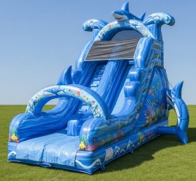 T8-8293 Shark Theme Inflatable Dry Slide