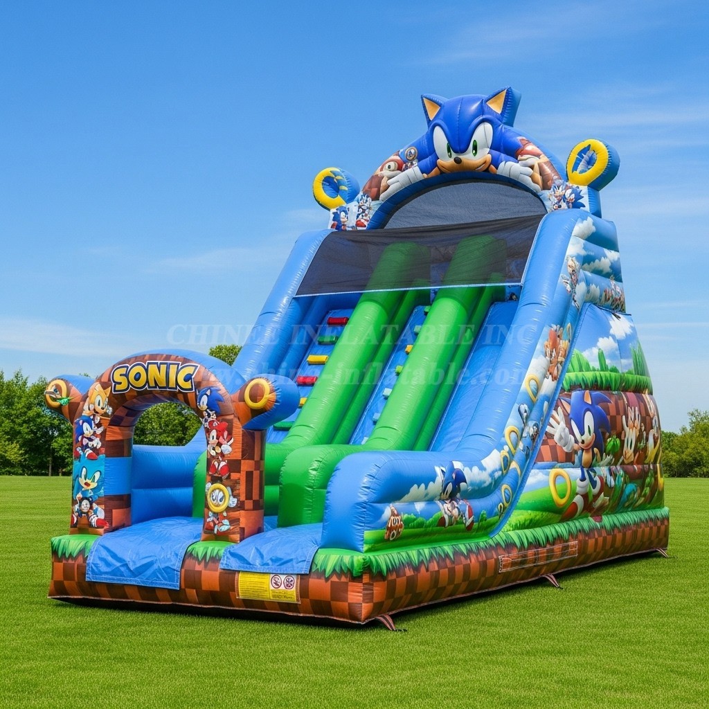 T8-8300 Sonic Theme Inflatable Dry Slide