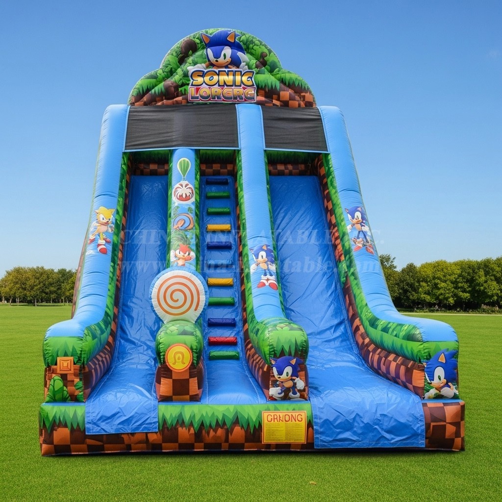 T8-8301 Sonic Theme Inflatable Dry Slide