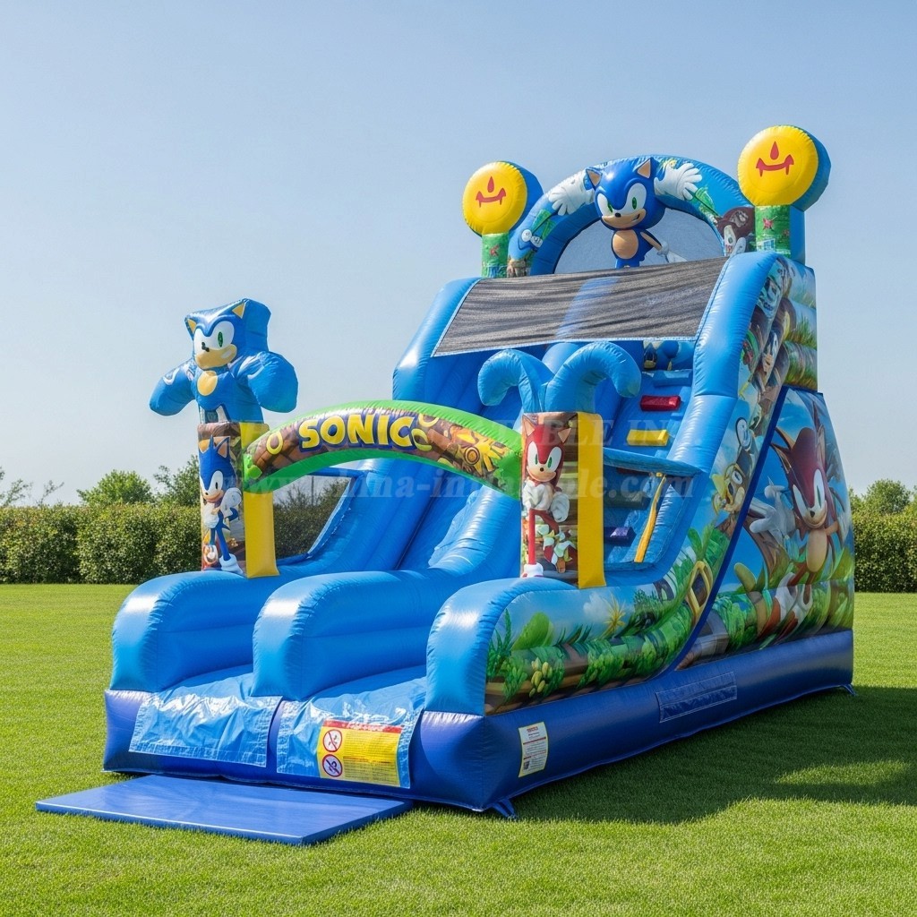 T8-8302 Sonic Theme Inflatable Dry Slide