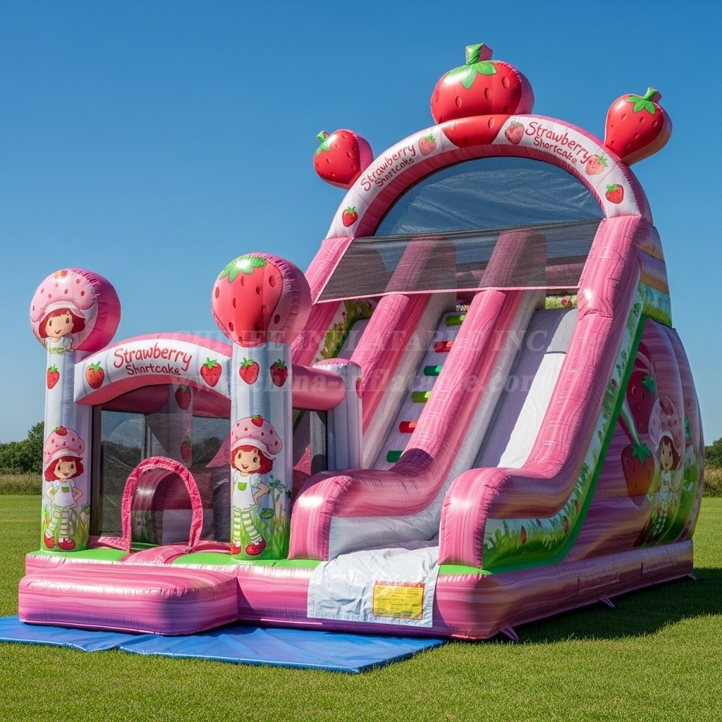 T8-8319 Strawberry Shortcake Theme Inflatable Dry Slide