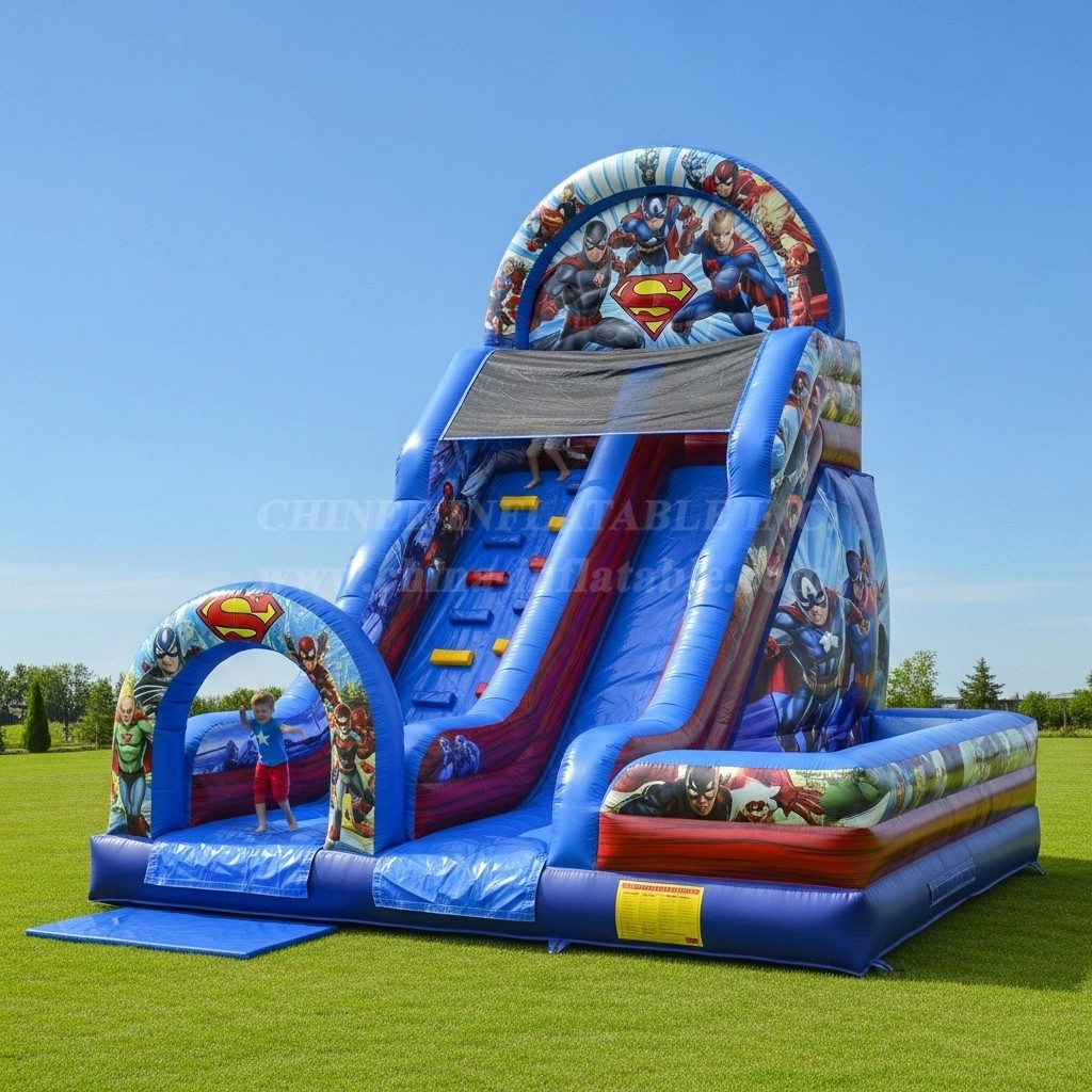 T8-8322 Superhero Theme Inflatable Dry Slide
