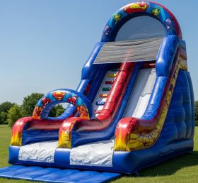 T8-8323 Superhero Theme Inflatable Dry Slide