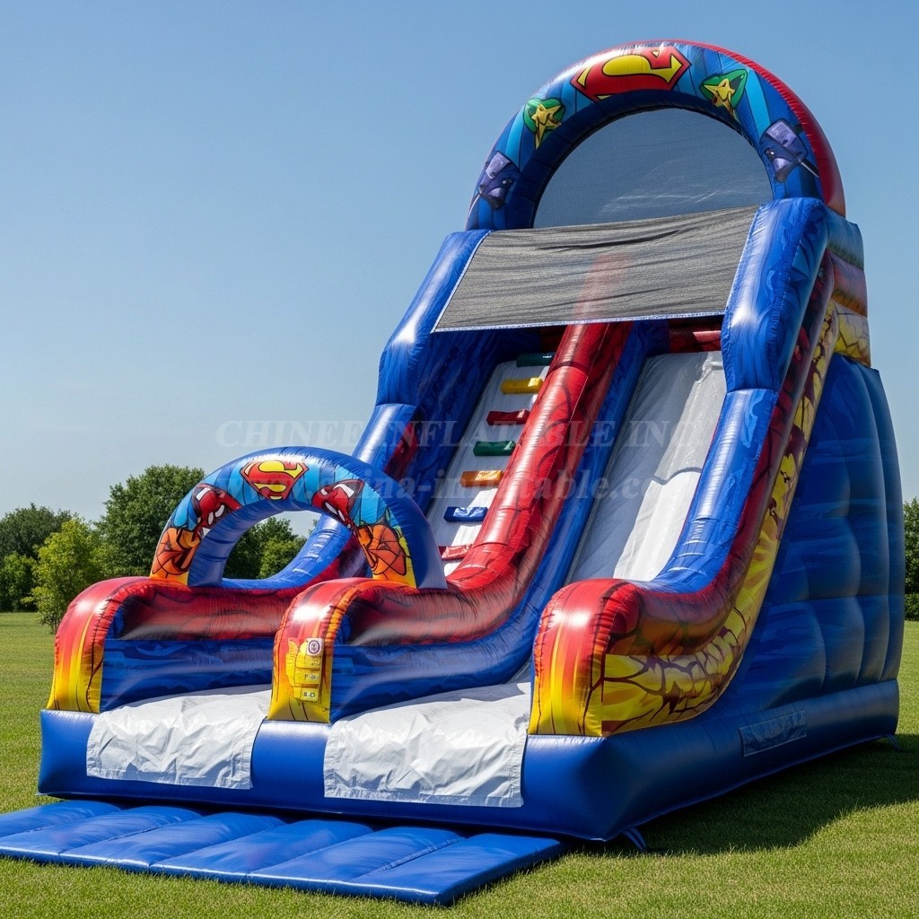 T8-8323 Superhero Theme Inflatable Dry Slide
