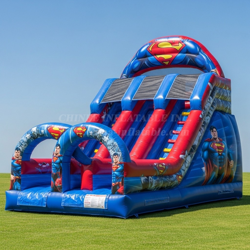 T8-8324 Superman Theme Inflatable Dry Slide