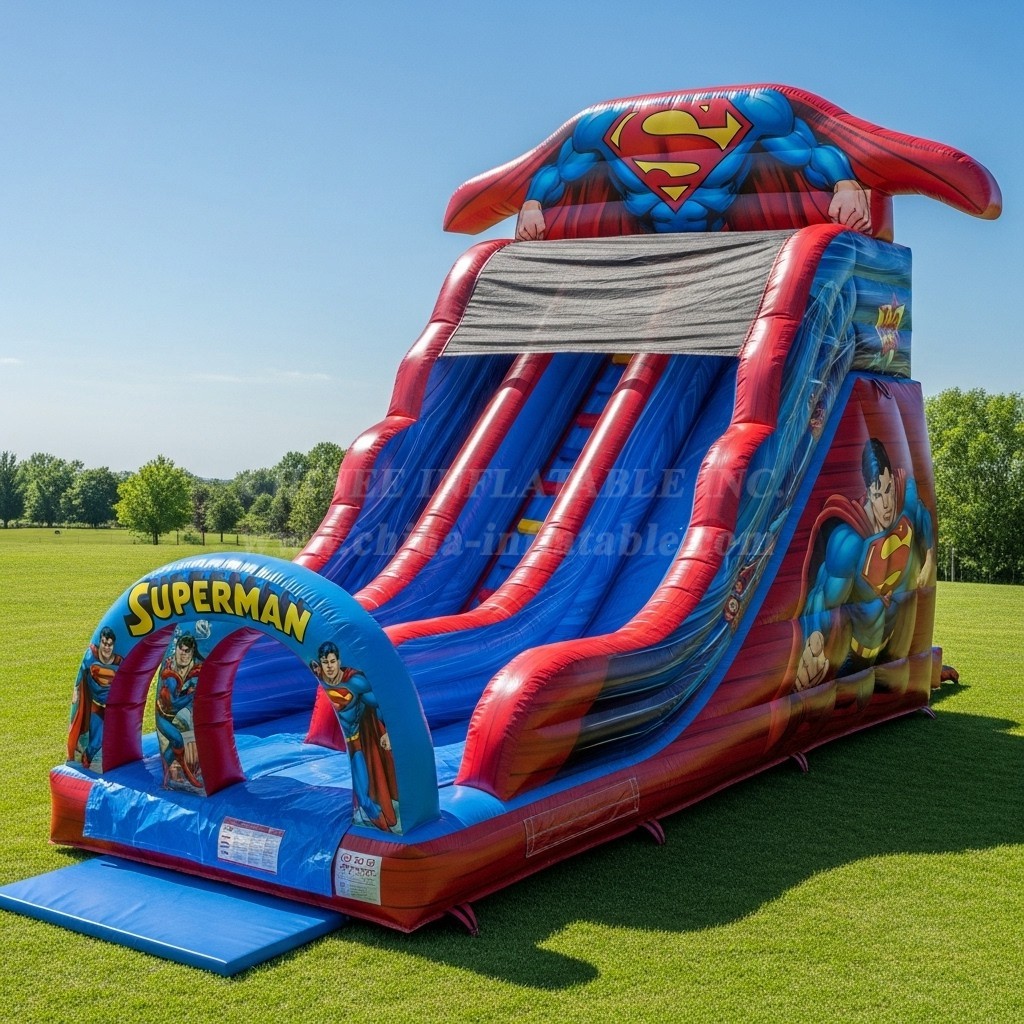 T8-8325 Superman Theme Inflatable Dry Slide