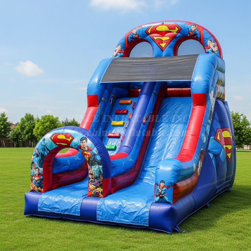 T8-8326 Superman Theme Inflatable Dry Slide