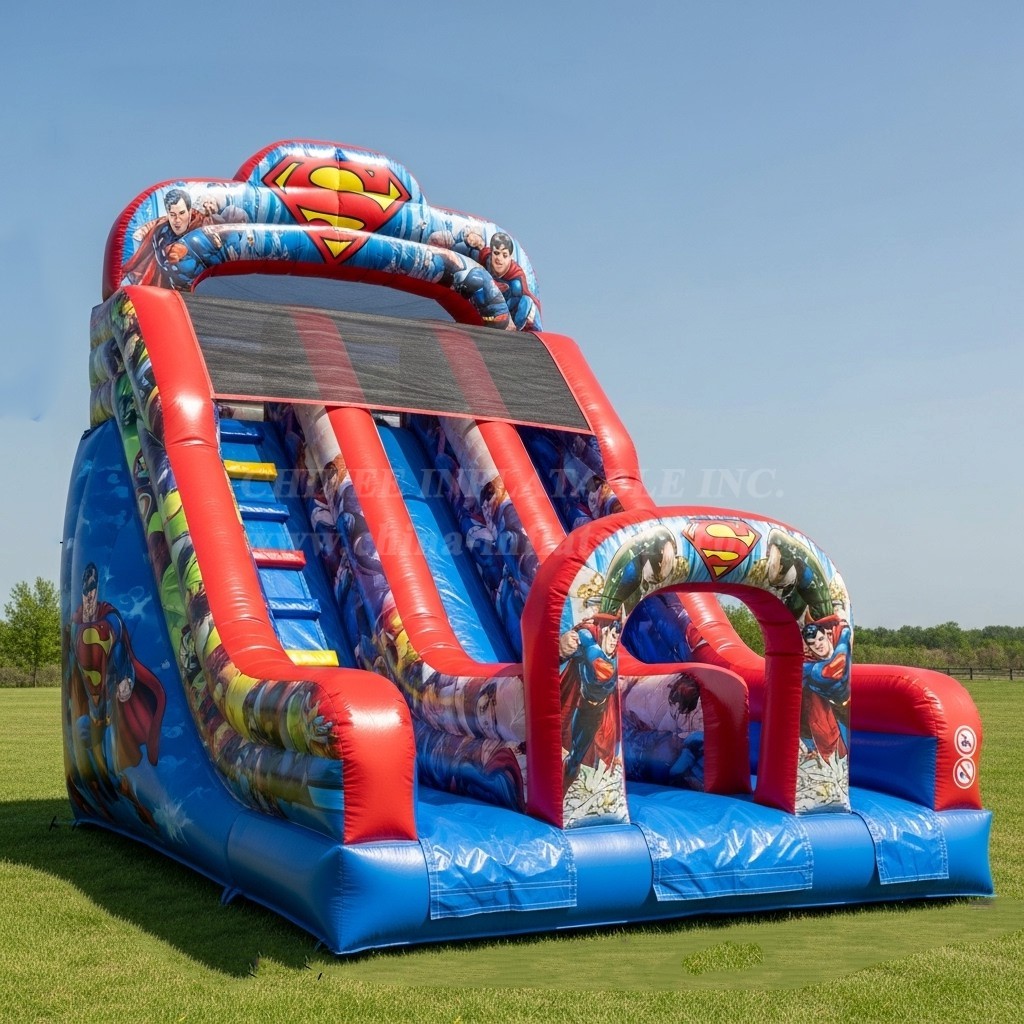 T8-8327 Superman Theme Inflatable Dry Slide