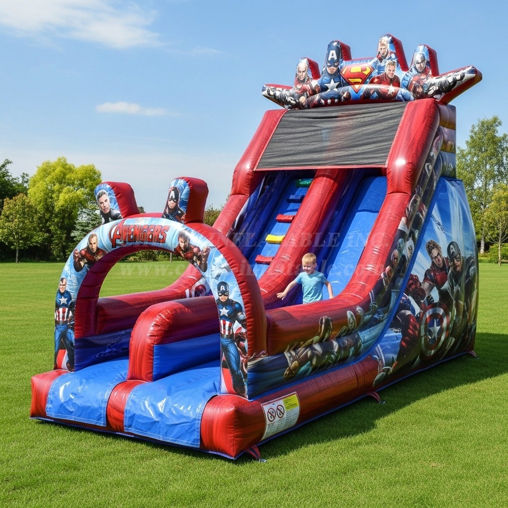 T8-8338 The Avengers Theme Inflatable Dry Slide
