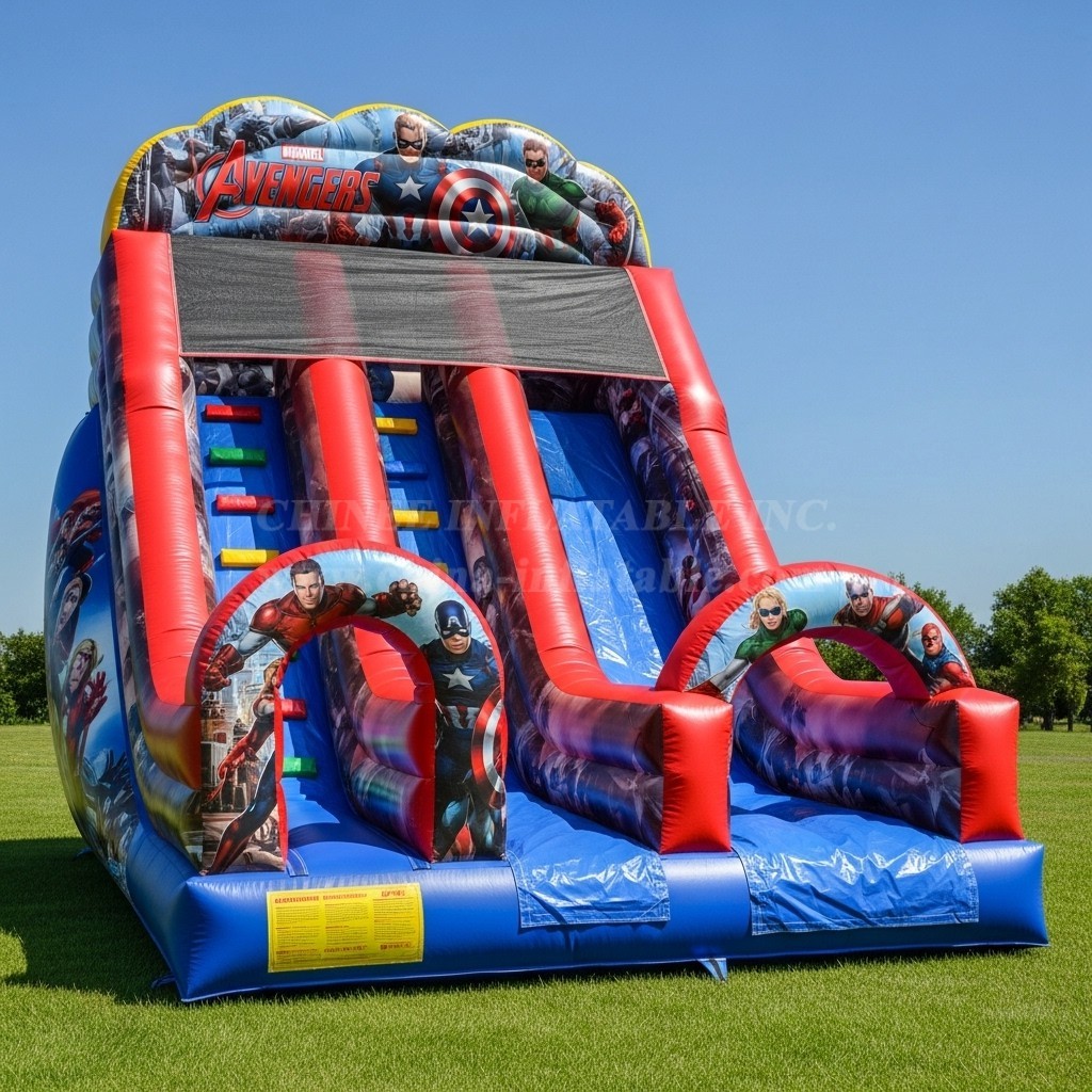 T8-8339 The Avengers Theme Inflatable Dry Slide
