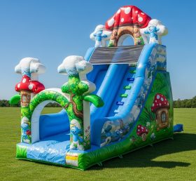 T8-8347 The Smurfs Theme Inflatable Dry Slide