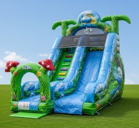 T8-8351 The Smurfs Theme Inflatable Dry Slide