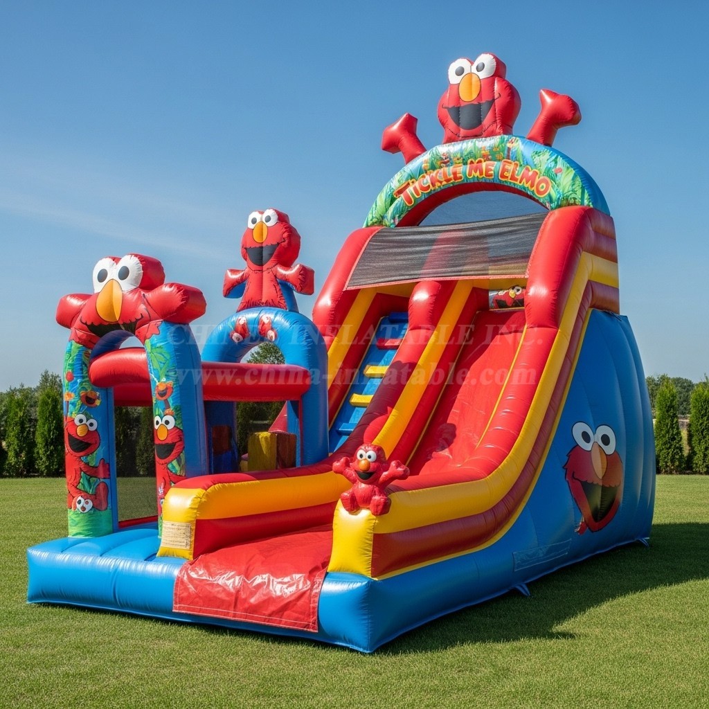 T8-8355 Tickle Me Elmo Theme Inflatable Dry Slide