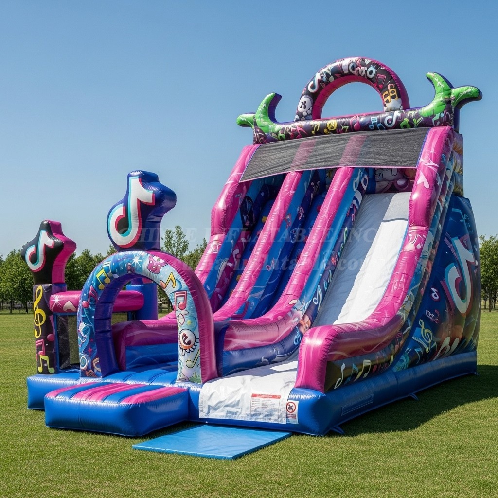 T8-8358 Tiktok Theme Inflatable Dry Slide
