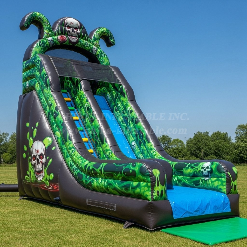 T8-8377 Toxic Theme Inflatable Dry Slide
