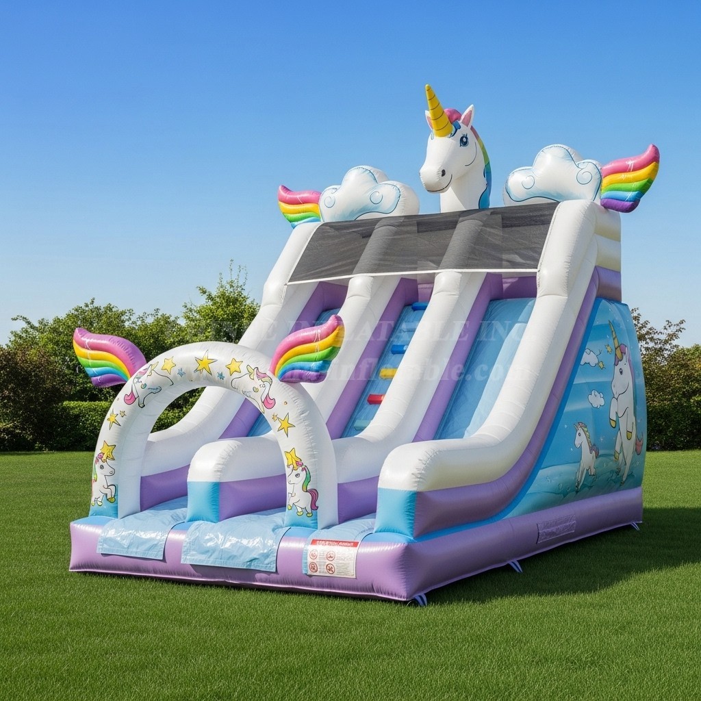 T8-8382 Unicorn Theme Inflatable Dry Slide