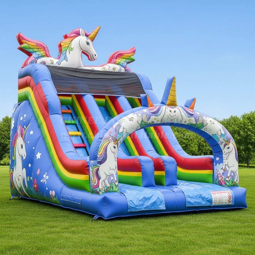 T8-8383 Unicorn Theme Inflatable Dry Slide