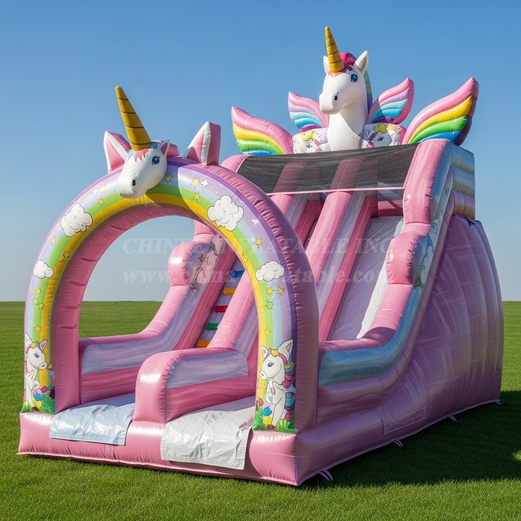 T8-8385 Unicorn Theme Inflatable Dry Slide