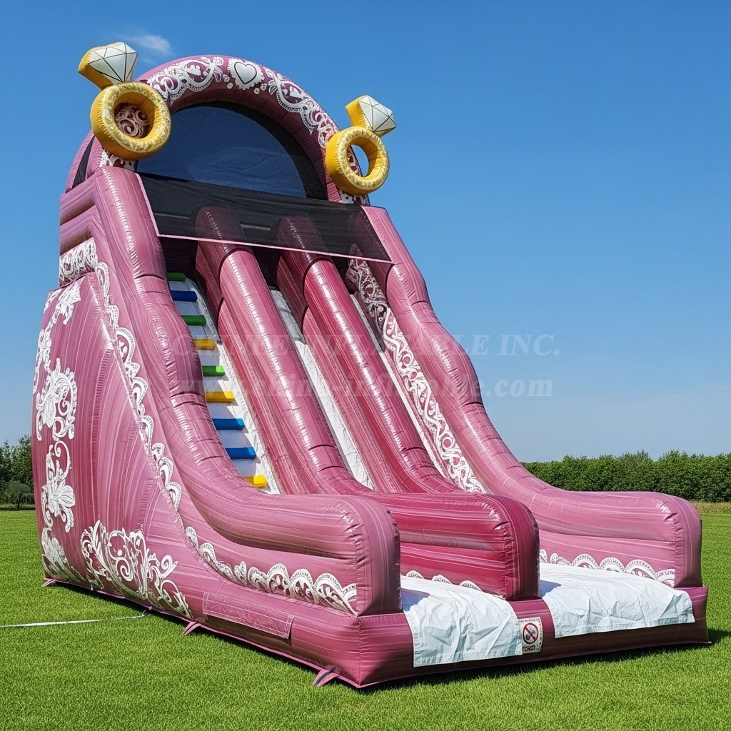 T8-8387 Weddings Theme Inflatable Dry Slide