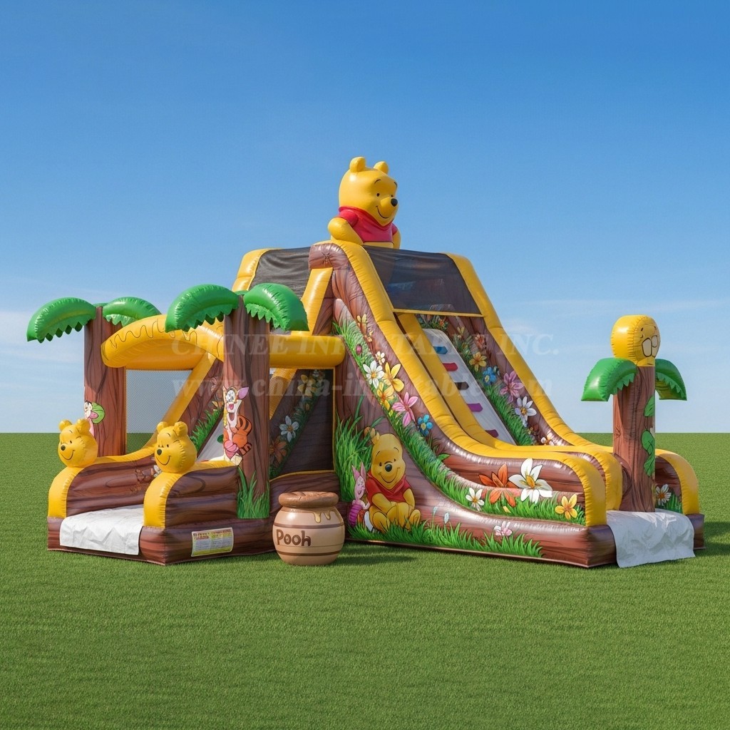 T8-8390 Winnie The Pooh Theme Inflatable Dry Slide