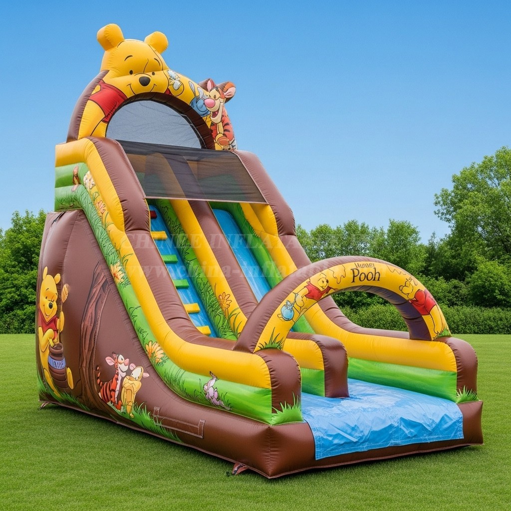 T8-8393 Winnie The Pooh Theme Inflatable Dry Slide