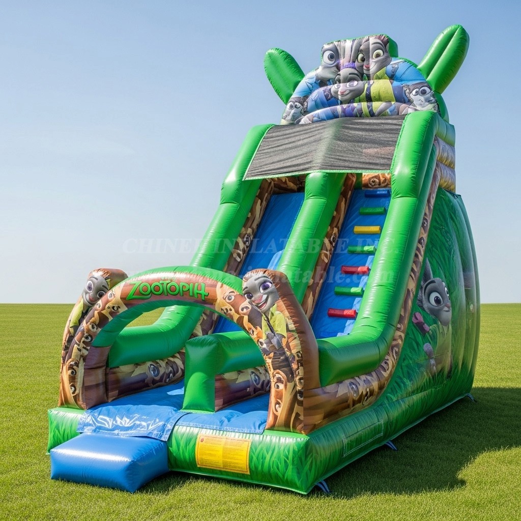 T8-8403 Zootopia Theme Inflatable Dry Slide