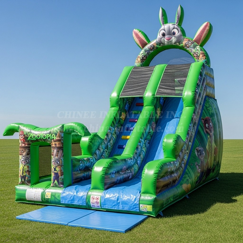 T8-8404 Zootopia Theme Inflatable Dry Slide