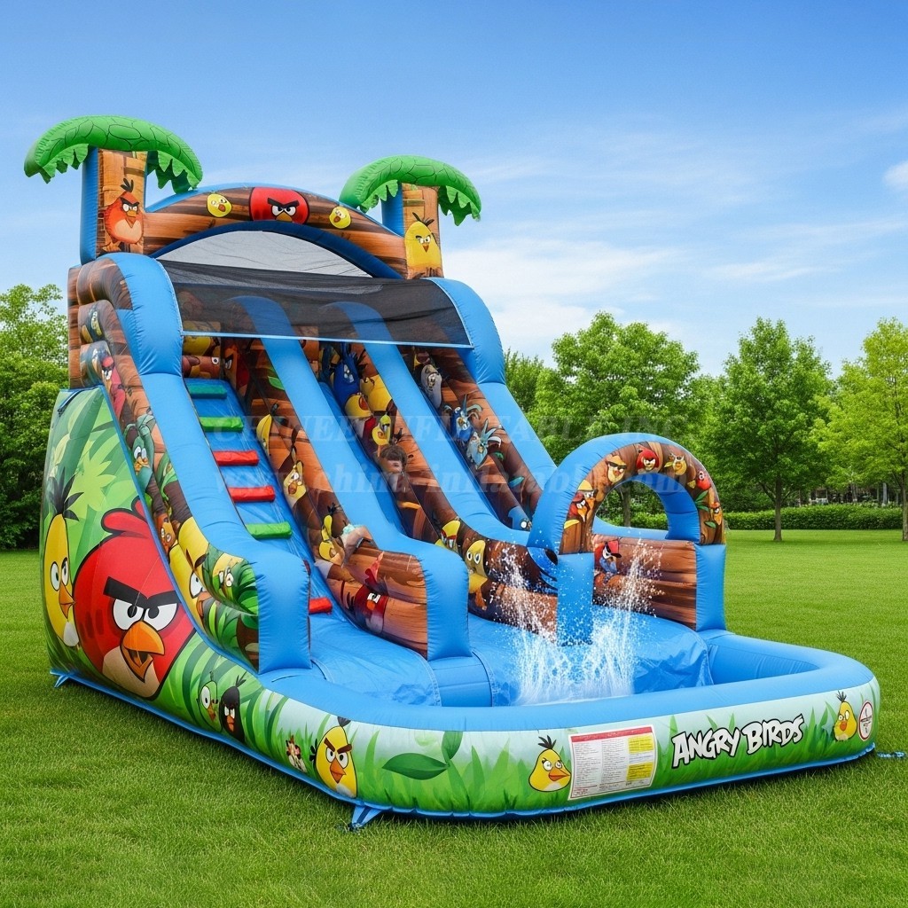 T8-8407 Angry Birds Theme Inflatable Water Slide