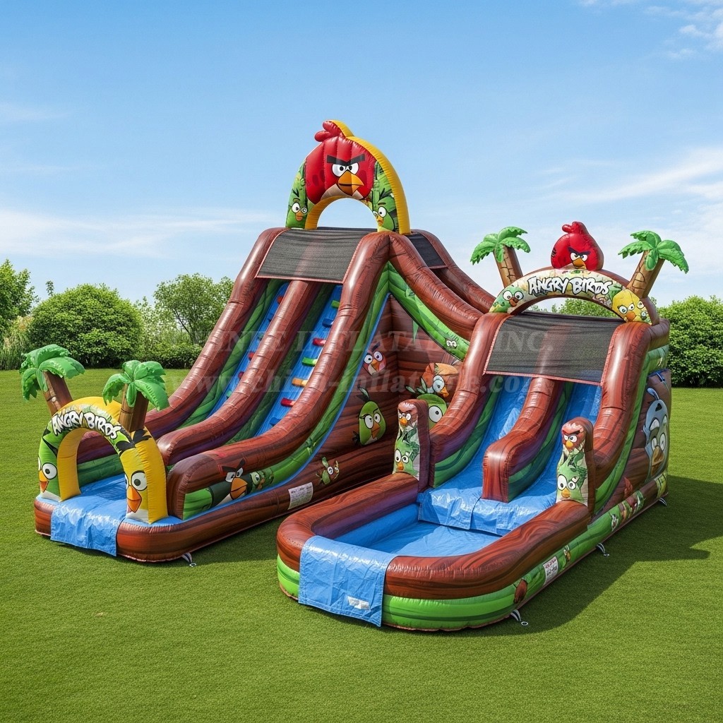 T8-8602 Angry Birds Theme Inflatable Water Slide