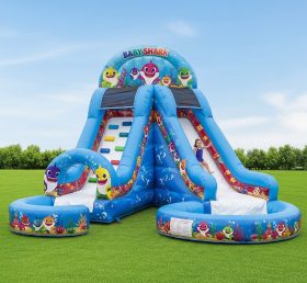 T8-8408 Baby Shark Theme Inflatable Water Slide