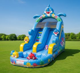 T8-8409 Baby Shark Theme Inflatable Water Slide