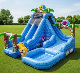 T8-8603 Baby Shark Theme Inflatable Water Slide