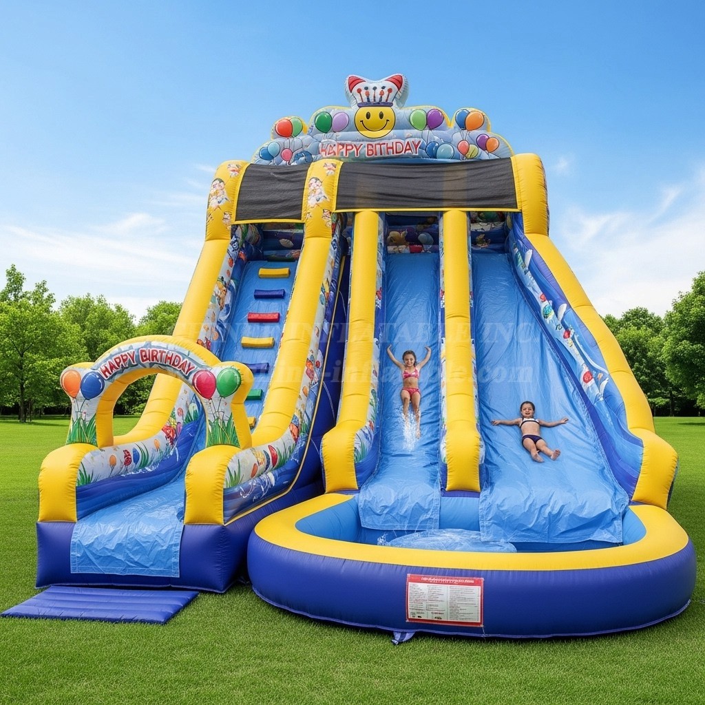 T8-8413 Birthdays Theme Inflatable Water Slide