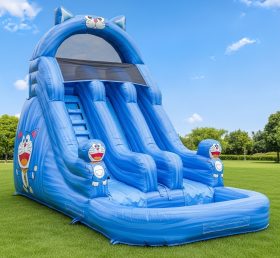 T8-8416 Blue Cat Theme Inflatable Water Slide