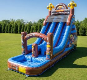 T8-8418 Bob The Builder Theme Inflatable Water Slide