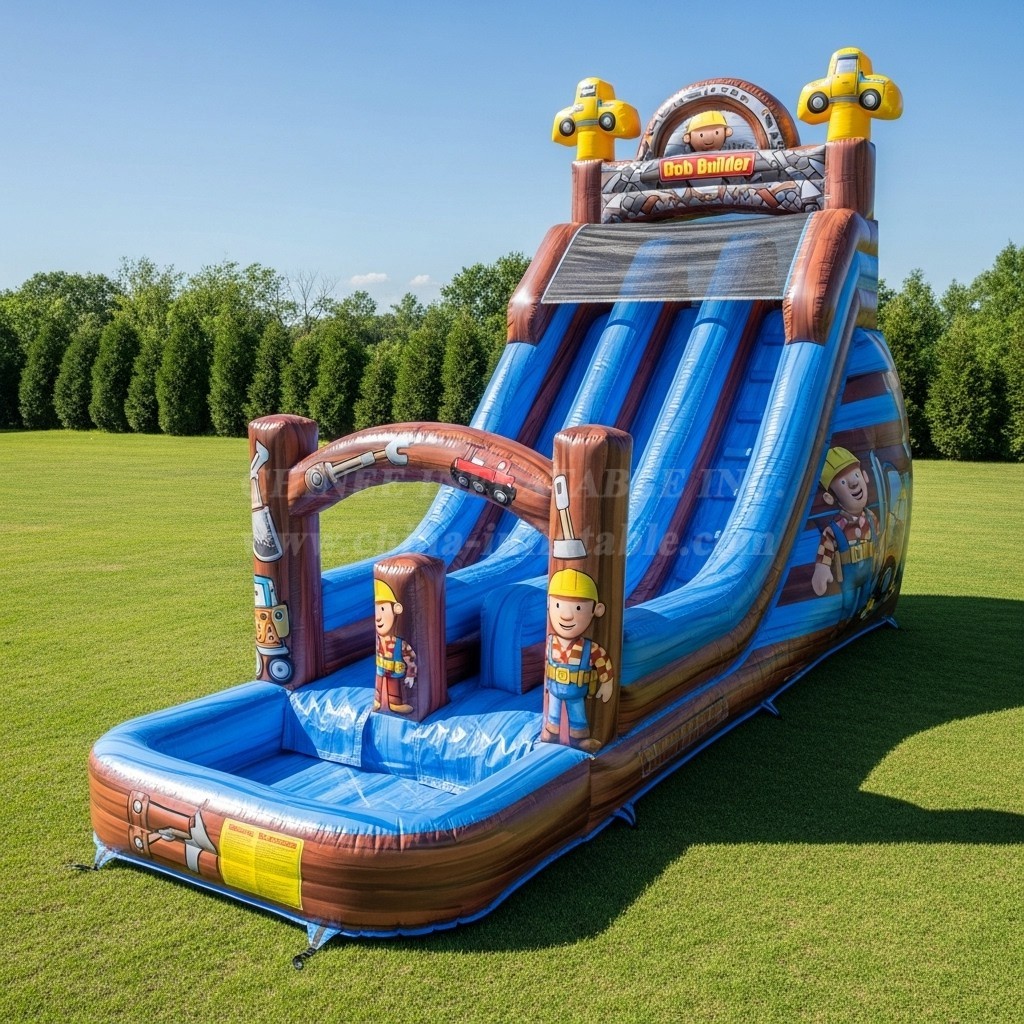 T8-8418 Bob The Builder Theme Inflatable Water Slide