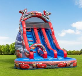 T8-8424 Cars Theme Inflatable Water Slide