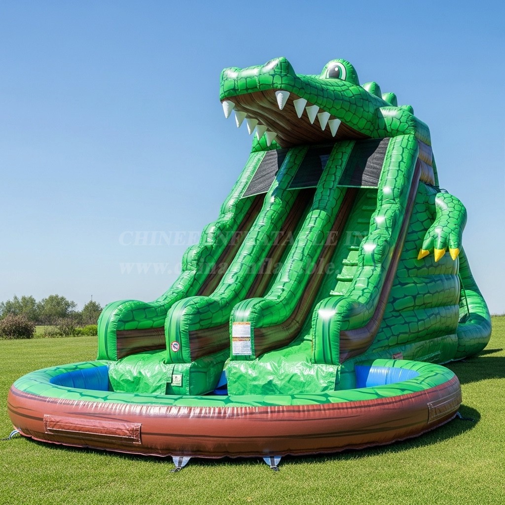 T8-8432 Crocodile Theme Inflatable Water Slide