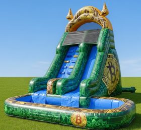 T8-8433 Cryptocurrency Theme Inflatable Water Slide