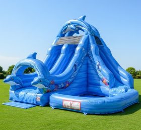 T8-8437 Dolphin Theme Inflatable Water Slide