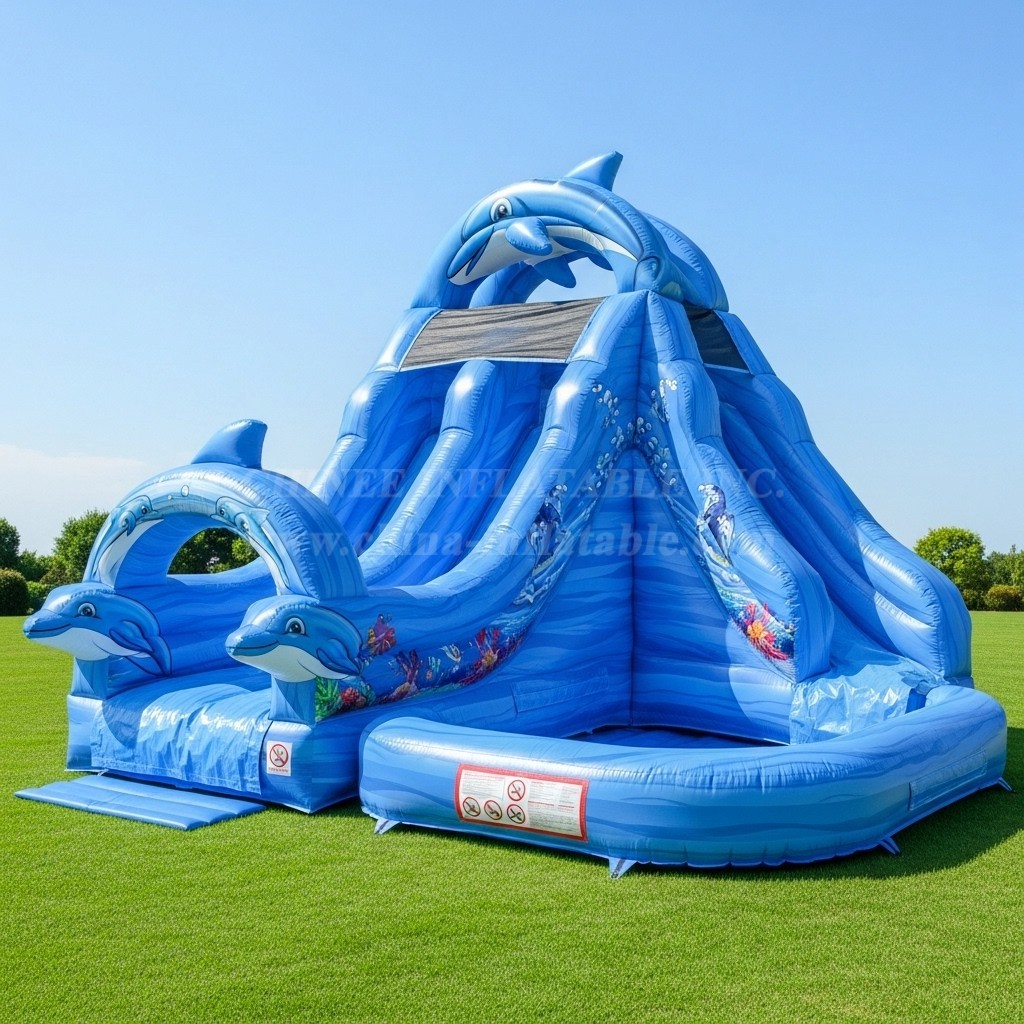 T8-8437 Dolphin Theme Inflatable Water Slide