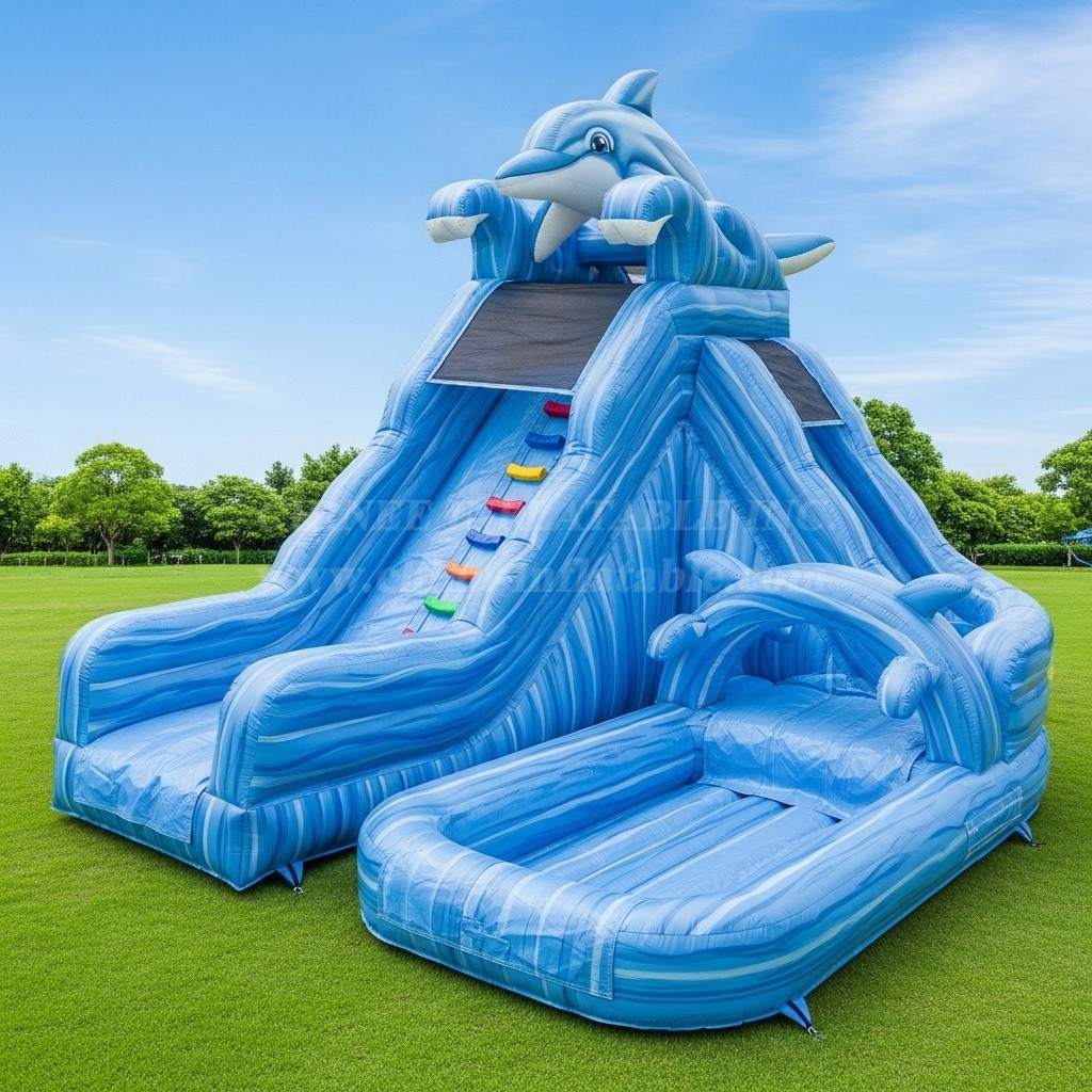 T8-8606 Dolphin Theme Inflatable Water Slide