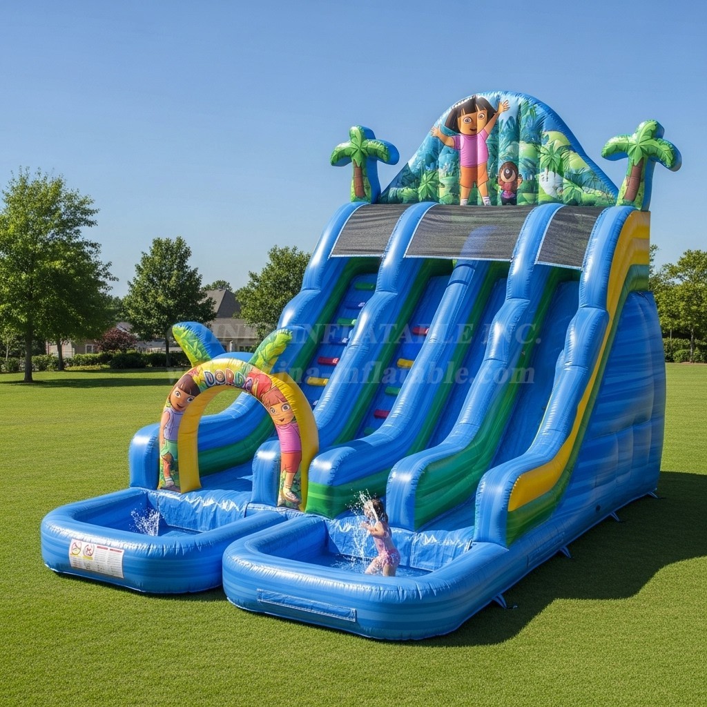 T8-8609 Dora Theme Inflatable Water Slide