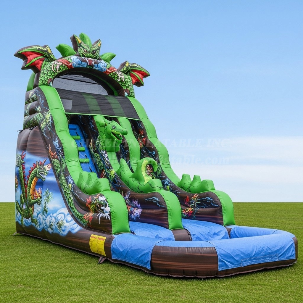 T8-8444 Dragon Theme Inflatable Water Slide