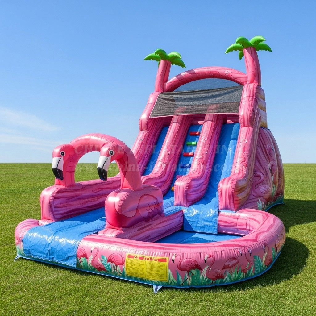 T8-8450 Flamingo Theme Inflatable Water Slide