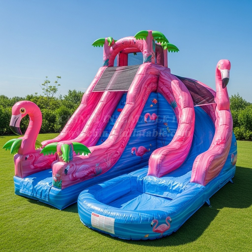 T8-8613 Flamingo Theme Inflatable Water Slide