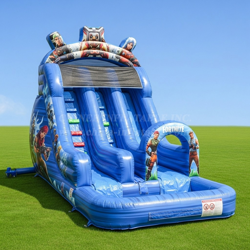 T8-8452 Fortnite Theme Inflatable Water Slide
