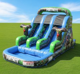T8-8453 Fortnite Theme Inflatable Water Slide