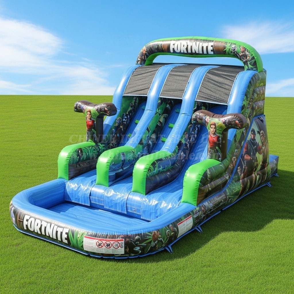 T8-8453 Fortnite Theme Inflatable Water Slide
