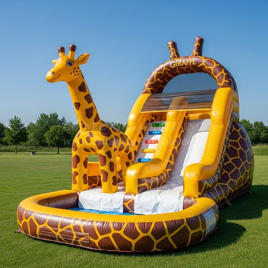 T8-8455 Giraffe Theme Inflatable Water Slide